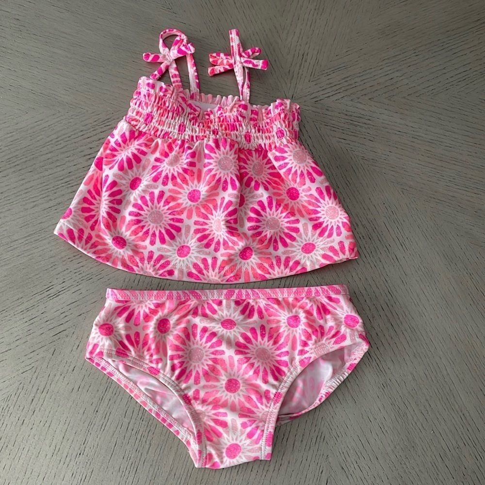 Oshkosh B'gosh Smocked Flower Tankini Swimsuit size 24 months